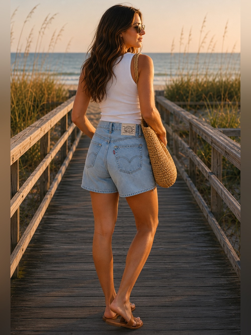 Levi's High Baggy Linen+ Denim Lightweight Shorts Light Blue Wash NWT 28 - Picture 2 of 10